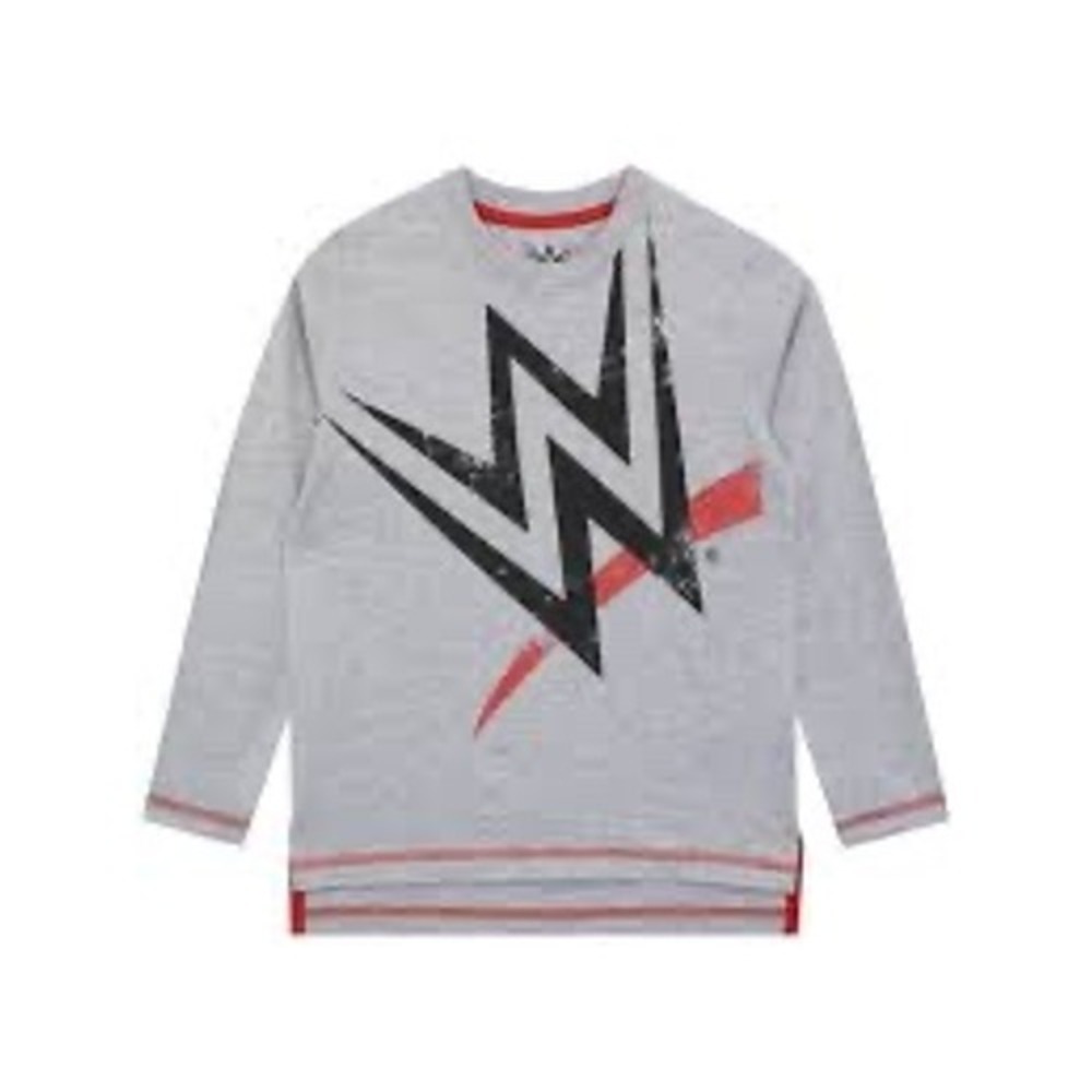 WWE Boys Gray Long Sleeve Graphic T-Shirt Character.com Size 6 Wrestling Logo